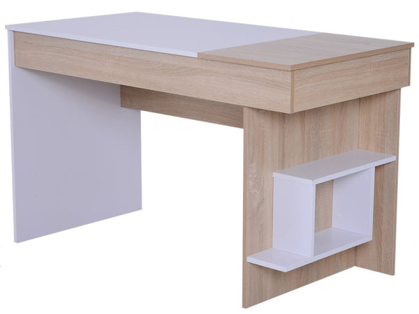 acquista Platzsparender Schreibtisch mit abnehmbarer Platte aus weißem Holz 120 x 60 x 74 cm