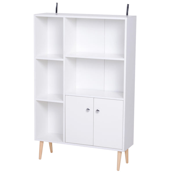 acquista Bücherschrank mit Füßen aus weißem Kiefernholz 80 x 23,5 x 118 cm