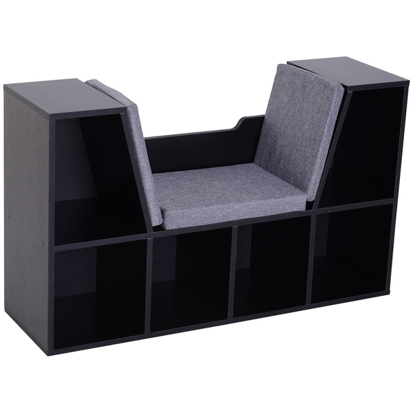 online Sofa mit gepolsterten Kissen und Regalböden aus schwarzem Holz 102x30x61 cm