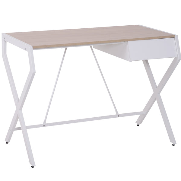 Schreibtisch aus Eiche und weißem Stahl 105 x 56 x 75 cm prezzo