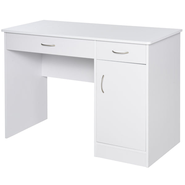acquista Schreibtisch PC-Halter 2 Schubladen 1 Tür 111 x 48 x 75,8 cm in weißem Holz