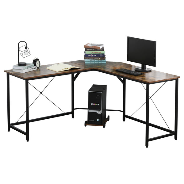online PC-Eckhalter für Schreibtisch 150 x 150 x 75 cm aus Holz und schwarzem und braunem Metall