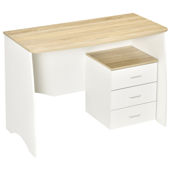 Schreibtisch 110 x 55 x 75 cm mit Kommode aus weißem Holz sconto