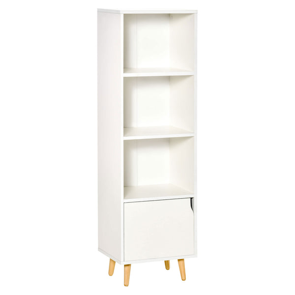 Bücherregal mit 3 Regalen und 1 Schrank 40 x 30 x 129,5 cm aus weißem Holz online
