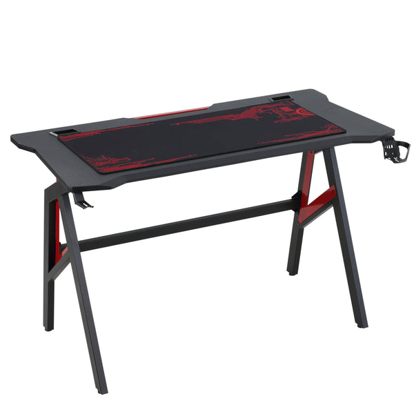 prezzo Gaming Schreibtisch 120 x 58 x 75 cm aus MDF und rotem und schwarzem Metall
