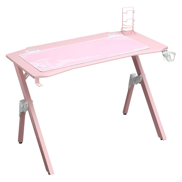 prezzo Gaming-Schreibtisch 110 x 59 x 75 cm aus MDF und rosafarbenem Metall