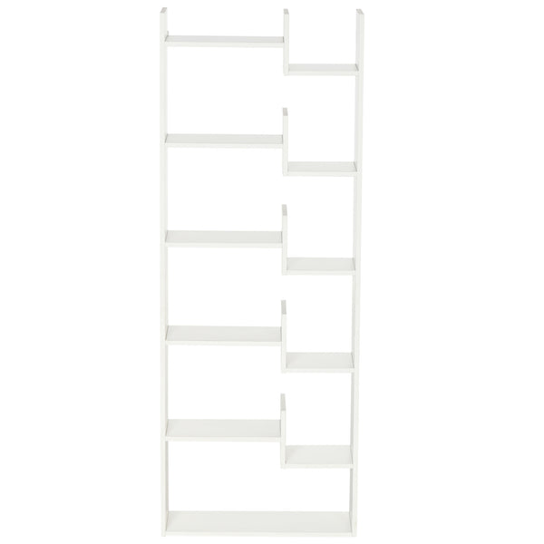 sconto Bücherregal 6 Ebenen 11 Regale 61 x 23 x 162,6 cm aus MDF und weißer Spanplatte