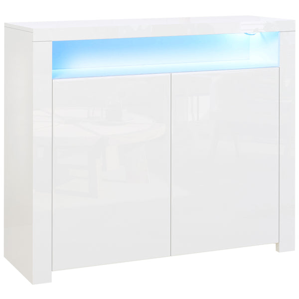 acquista Platzsparender Mehrzweckschrank mit LED 107 x 35 x 97 cm in White Wood