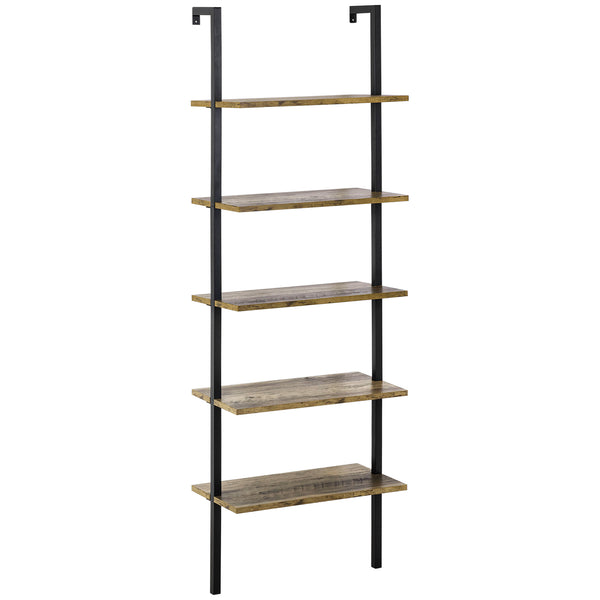 sconto Bücherregal Leiter 60x30x184,5 cm 5 Regale aus Holz und braunem Metall
