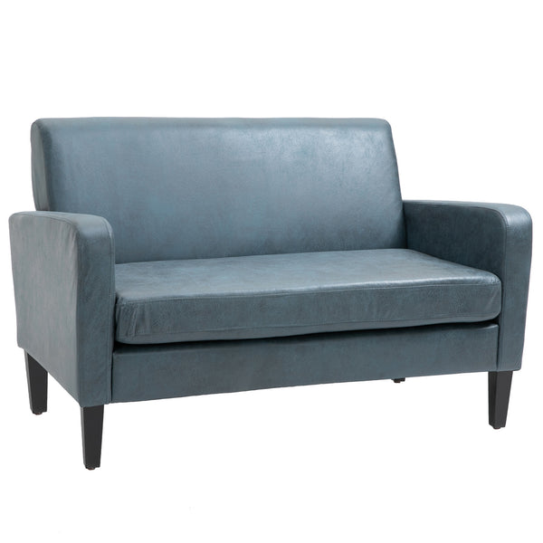 online 2-Sitzer-Sofa 122 x 72 x 74 cm in grau-blauem Stoff