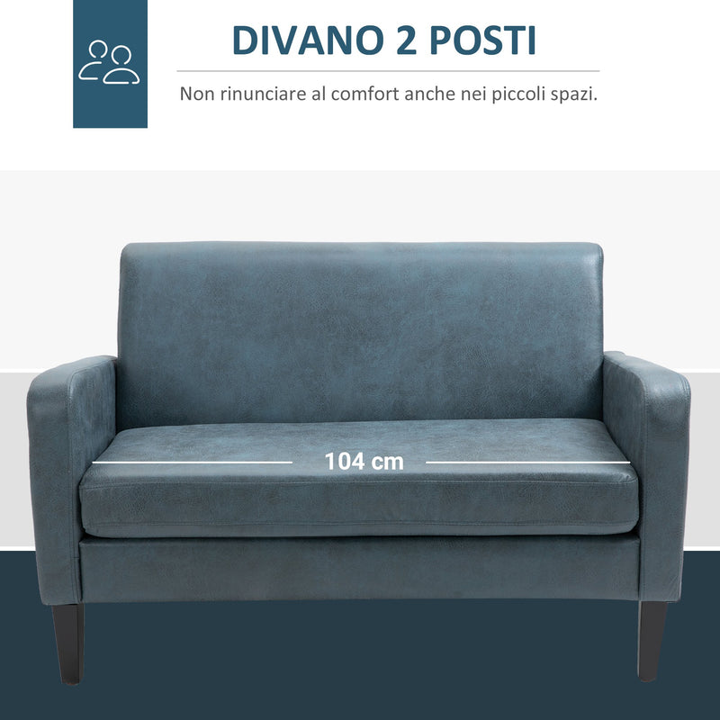 Divano 2 Posti 122x72x74 cm in Tessuto Grigio-Azzurro-4