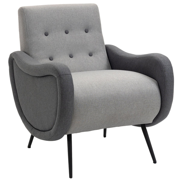 Gepolsterter Sessel 72x81x86 cm aus hellgrauem Leinenstoff acquista