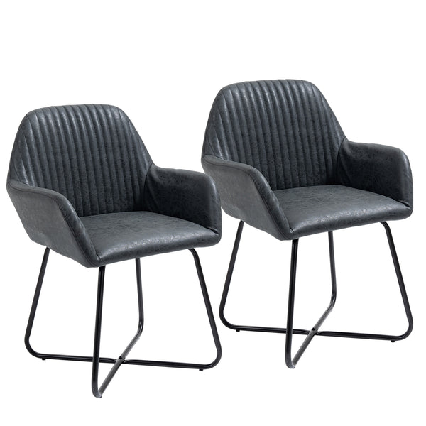 sconto Set mit 2 gepolsterten Stühlen 60 x 56,5 x 85 cm in schwarzem Kunstleder