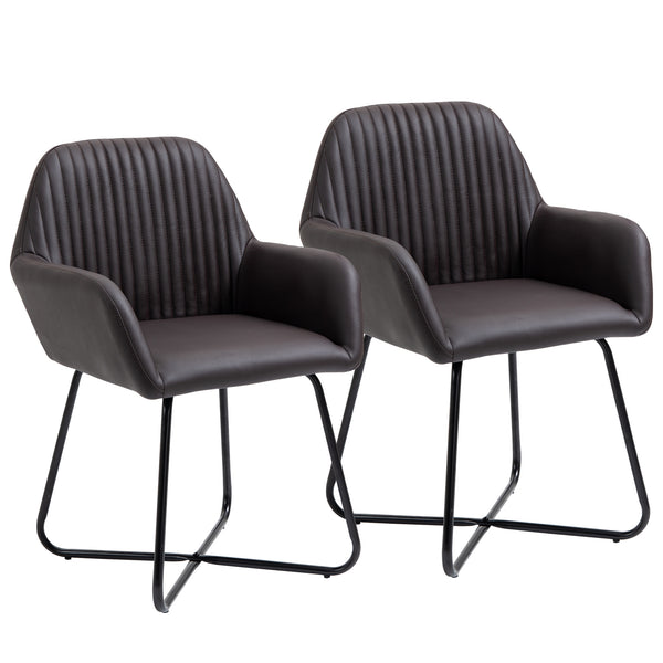 online Set mit 2 gepolsterten Stühlen 60 x 56,5 x 85 cm in braunem Kunstleder