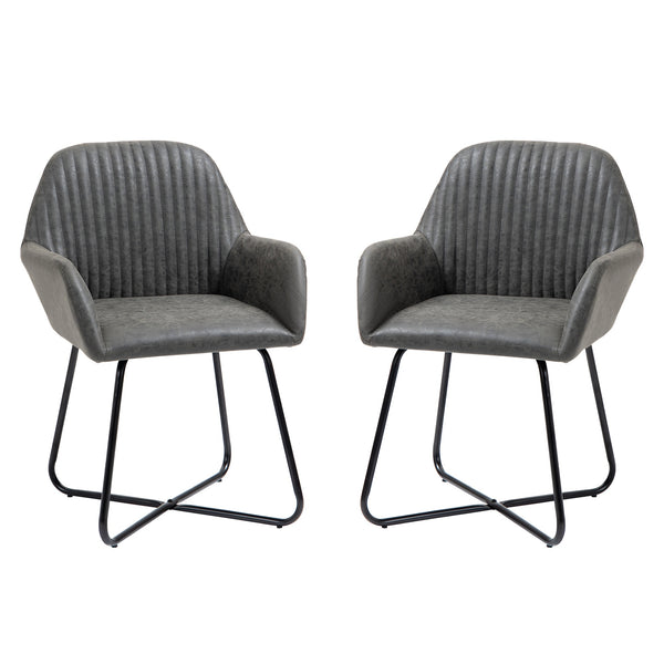 online Set mit 2 gepolsterten Stühlen 60 x 56,5 x 85 cm in grauem Kunstleder