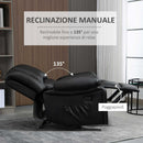 Poltrona Relax Reclinabile Manuale 100x89x100 cm in in Similpelle Nero-4