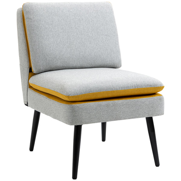 acquista Gepolsterter Sessel 58x75x85 cm aus grauem und gelbem Stoff