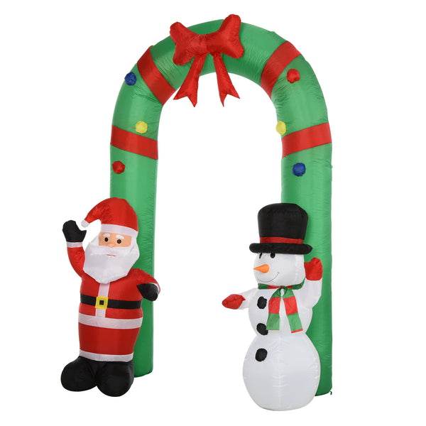 acquista Aufblasbarer Weihnachtsbogen H244 cm mit LED-Lichtern Weihnachtsmann und Schneemann für den Außenbereich