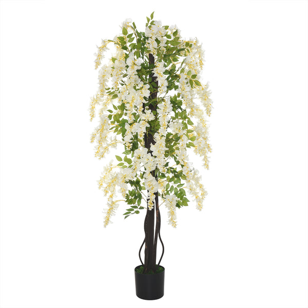 Weiße Glyzinien-Kunstpflanze H165 cm mit Topf prezzo