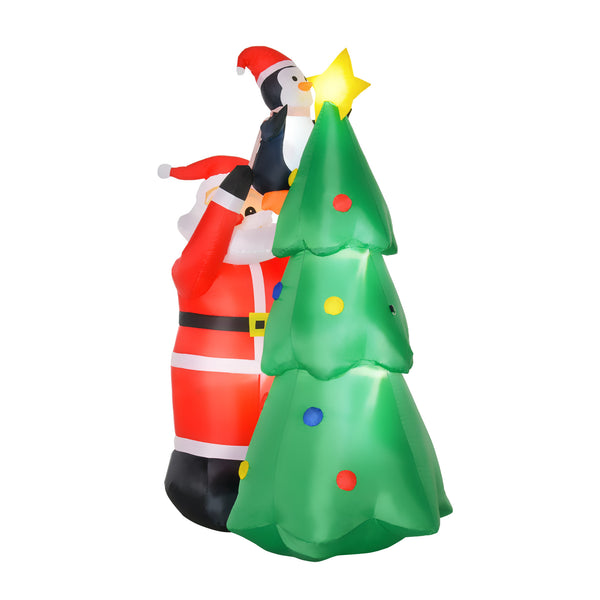 Aufblasbarer Weihnachtsmann H184 cm mit Baum und Pinguin prezzo
