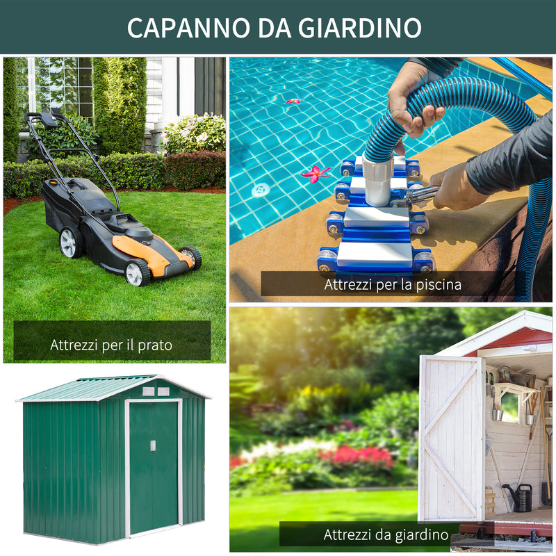 Casetta Box da Giardino in Lamiera 213x127x185 cm -6