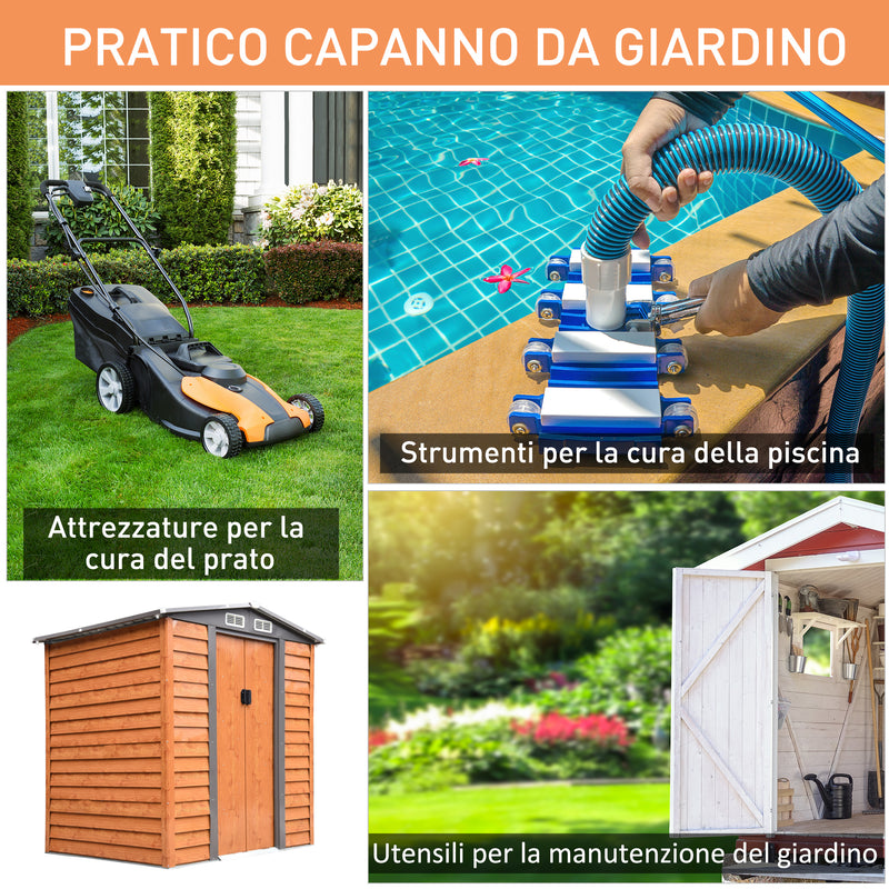 Casetta Box da Giardino 197,5x160x178-201 cm in acciaio e Polipropilene Marrone-6