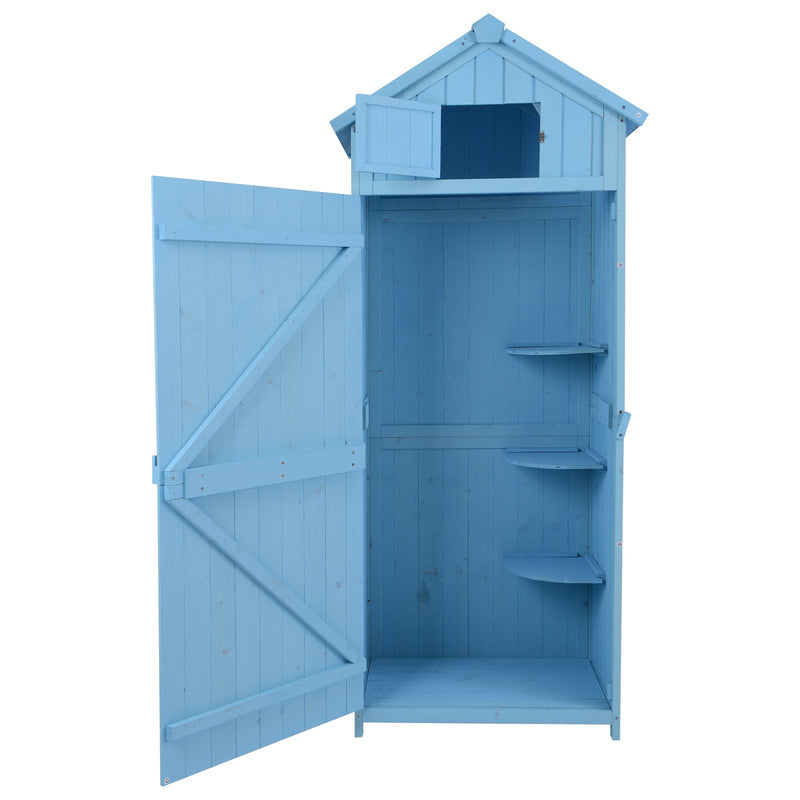 Casetta Box da Giardino in Legno Azzurro 77x54.2 cm -5