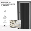 Casetta Box da Giardino Porta Utensili 142x84x189 cm in Acciaio Impermeabile Grigio-5