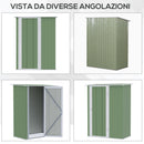 Casetta Box da Giardino 142x84x189 cm in Acciaio Verde-7