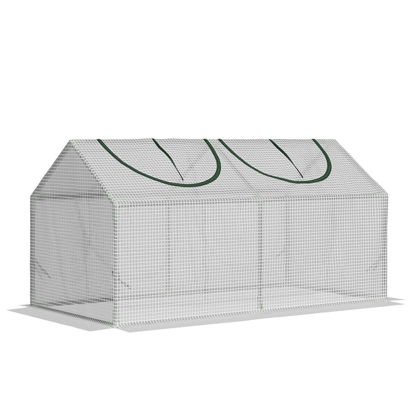 acquista Mini-Gewächshaus mit 2 Fenstern 119 x 60 x 60 cm Weiße PVC-Abdeckung mit UV-Schutz