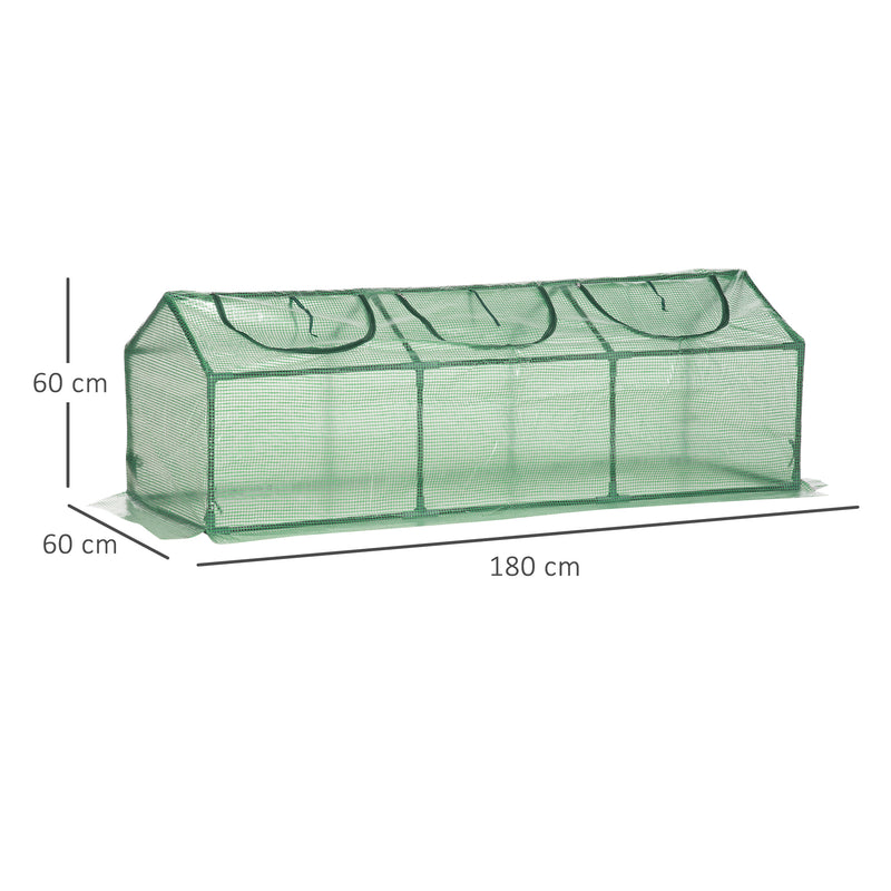 Mini Serra da Giardino con 3 Finestre 180x60x60 cm Copertura PE Anti-UV Verde-3