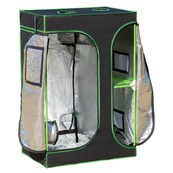 online Hydroponisches Gewächshaus aus reflektierendem Stoff mit Belüftungsöffnungen 90 x 60 x 135 cm, Schwarz und Grün