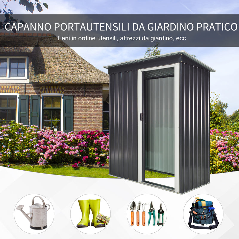 Casetta Box da Giardino in Lamiera per Deposito Attrezzi 163x89x182 cm  Nero-5