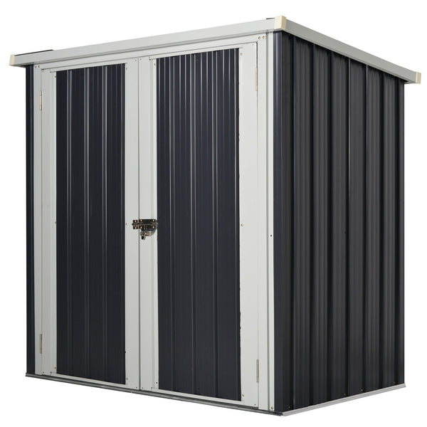 acquista Gartenhaus Box 147 x 86 x 134 cm aus Stahlblech Doppeltür schwarz und weiß