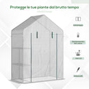 Serra da Giardino 143x73x195 cm 2 Scaffali Porta Avvolgibile Bianco-5