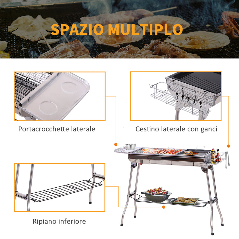 Barbecue a Carbone Carbonella Pieghevole Portatile in Acciaio -6