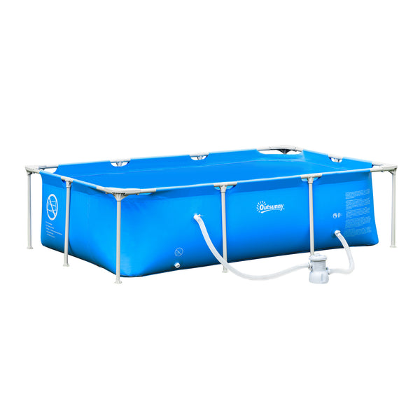 sconto Freistehender oberirdischer Pool 252 x 152 x 65 cm mit Filter und blauem Ventil