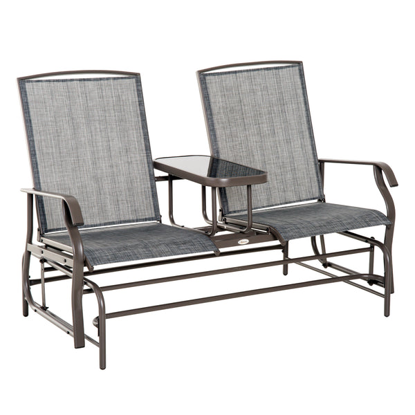 prezzo 2-Sitzer-Gartenschaukel 81 x 148 x 100 cm mit Tisch aus Eisen und braunem Textilene