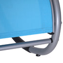 Sedia a Dondolo da Giardino Impermeabile in Alluminio Blu 120x61x88 cm -9