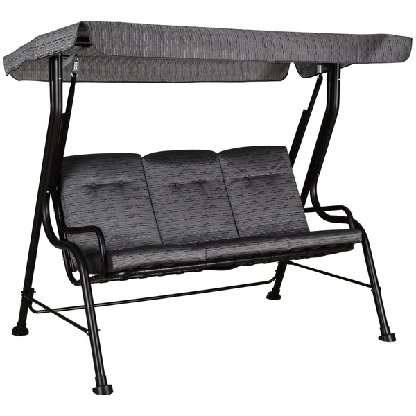 3-Sitzer Schaukelstuhl 200 x 120 x 170 cm aus Stahl und schwarzem Stoff online