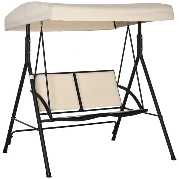 2-Sitzer-Schaukelstuhl 140 x 118 x 162 cm aus Stahl und beigem Polyester online