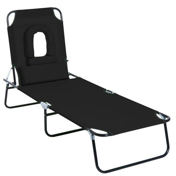 prezzo Klappbarer Liegestuhl 187 x 58 x 36 cm aus Stahl und schwarzem Oxford-Stoff