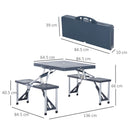 Set Campeggio Tavolino Pieghevole 4 Sedie in Alluminio e Plastica Grigio-3