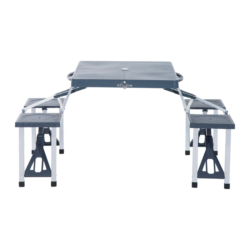 Set Campeggio Tavolino Pieghevole 4 Sedie in Alluminio e Plastica Grigio-8
