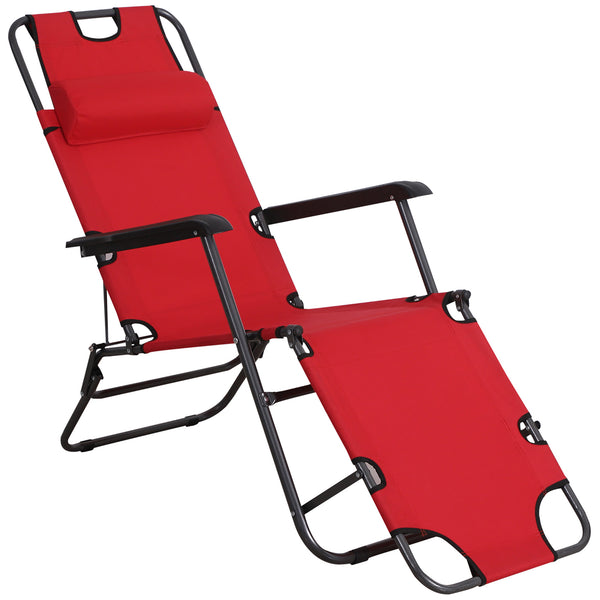online Klappbarer Liegestuhl 135 x 60 x 89 cm aus rotem Oxford-Stoff