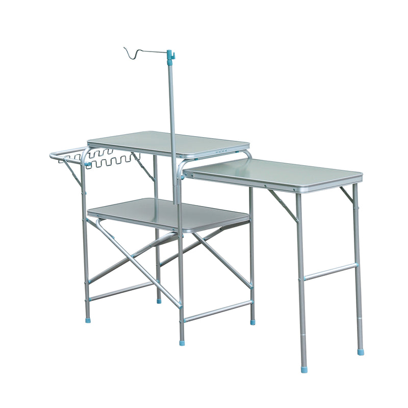 Tavolino da Campeggio Picnic Pieghevole in Alluminio 154.5x40.5x82 cm -7