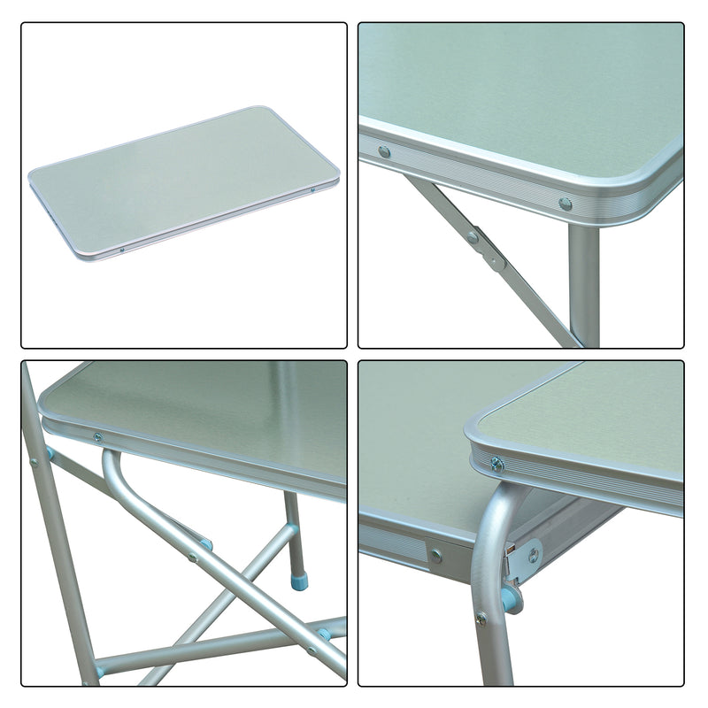 Tavolino da Campeggio Picnic Pieghevole in Alluminio 154.5x40.5x82 cm -9