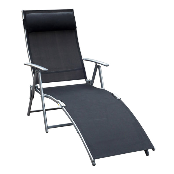 acquista Relax-Sonnenliege aus Metall, zusammenklappbar, 137 x 63,5 x 100,5 cm, schwarz