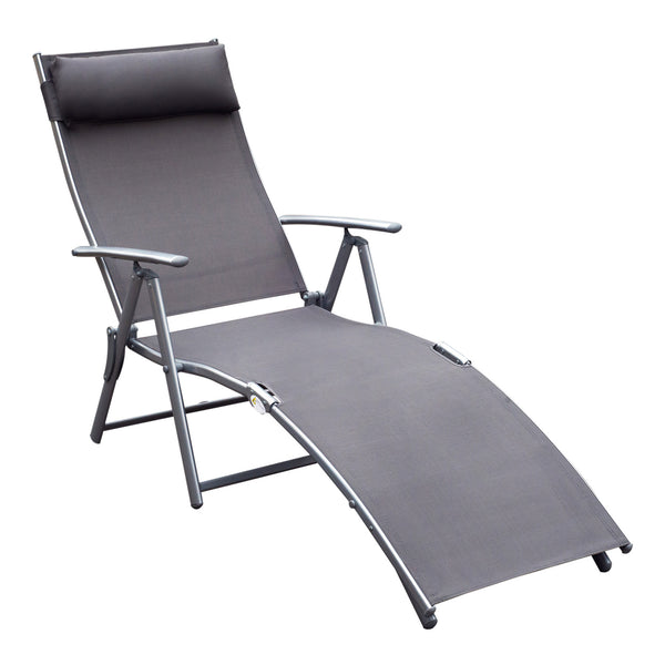 prezzo Klappbare Relax-Sonnenliege, grauer Metallrahmen, 137 x 63,5 x 100,5 cm