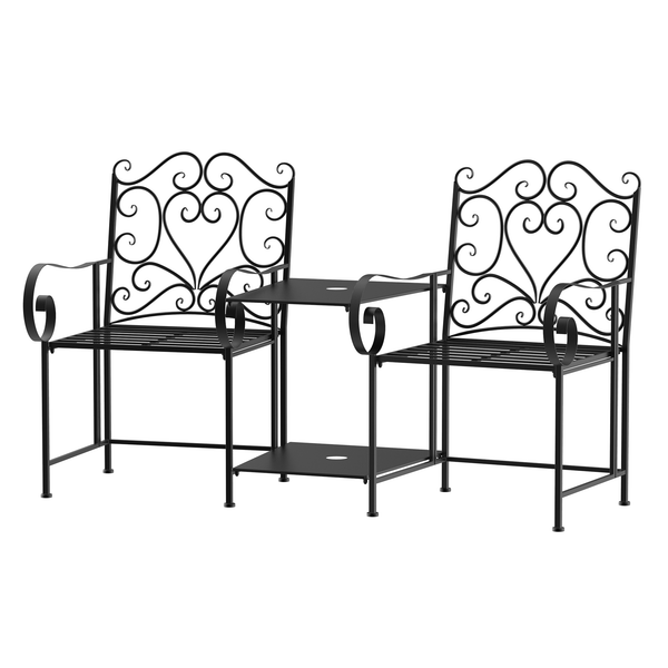 2-Sitzer-Gartenbank 160 x 61 x 96 cm mit schwarzem Tisch acquista